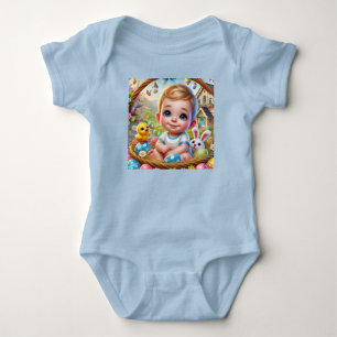 Body Para Bebê MENINO DE PÁSCOA Coelho e Pintinho ~ 