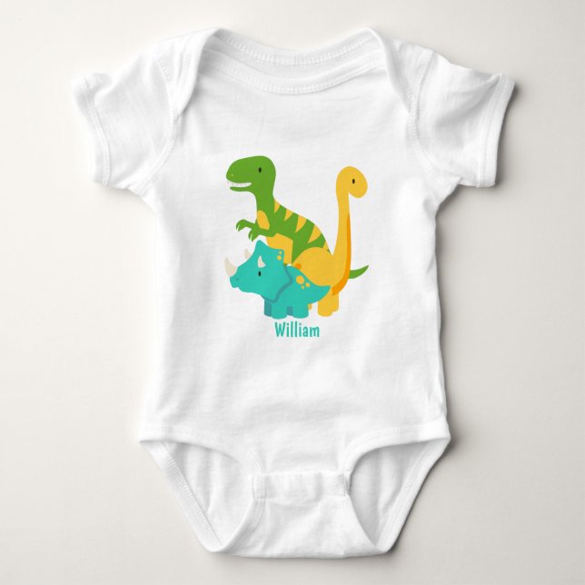 Body Para Bebê Menino Dinossauro Azul (Frente)