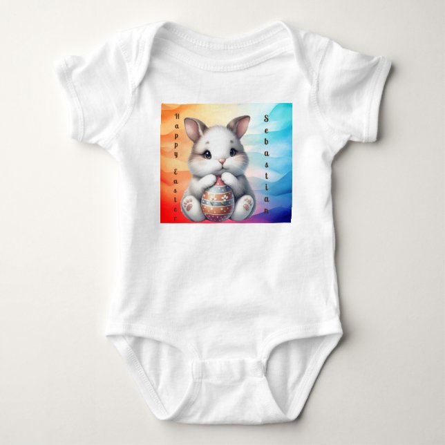 Body para Bebê Menino Feliz Páscoa (Frente)