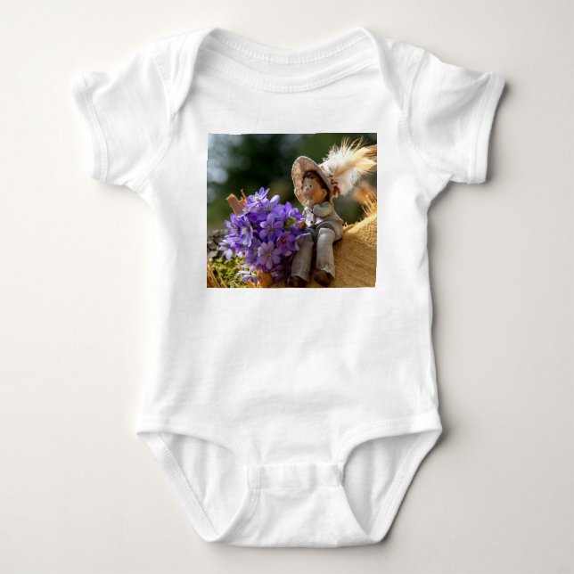 Body Para Bebê Menino no Log com Flores (Frente)