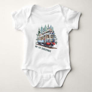 Body Para Bebê meninos festivos do carrinho de aquarela de Natal