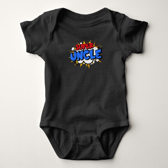 Body Para Bebê Mens Super Tio Funny Legal Cartoon Hero (Frente)