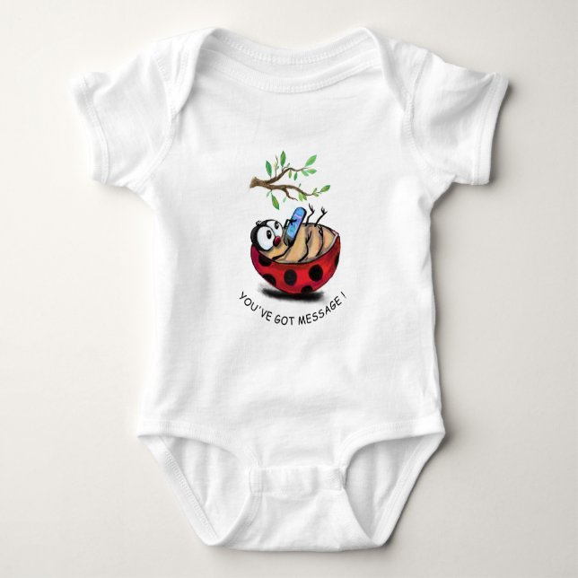 Body Para Bebê Mensagem de Digitação de Ladybug Engraçado Bebê Bo (Frente)