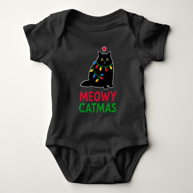 Body Para Bebê Meowy Natal Felino (Frente)