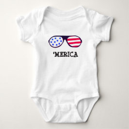 Body Para Bebê Merica Flag Óculos de sol azul vermelho