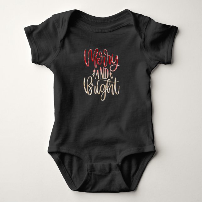Body Para Bebê Merry and Bright Christmas Baby (Frente)