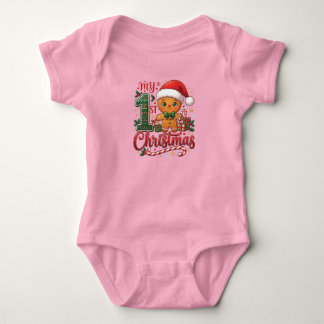 Body Para Bebê Meu 1º Natal Body Suit de Bebê Santa Fofo