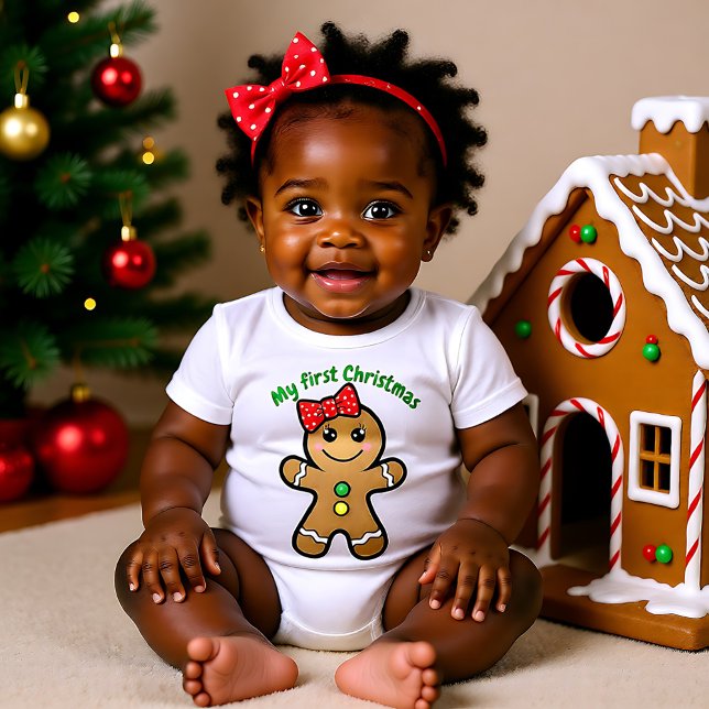 Body Para Bebê ❄🎅 Meu 1º Natal para menina recém-nascida fofa 2 (❄🎅 My 1st Christmas for cute newborn girl 2 Baby Bodysuit)