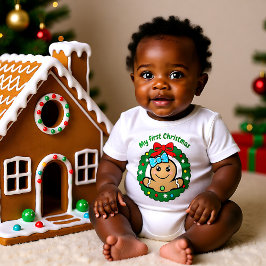 Body Para Bebê 🎅 Meu 1º Natal para menina recém-nascida fofa 3