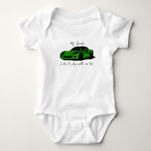 Body Para Bebê Meu avô gosta de brincar com Corvettes C6 Green