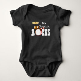 Body Para Bebê "Meu avô Rocks!" com roupa de bebê do Drum Set