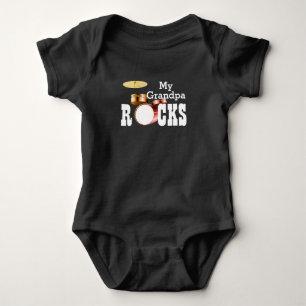 Body Para Bebê "Meu avô Rocks!" com roupa de bebê do Drum Set