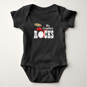 Body Para Bebê "Meu avô Rocks!" com roupa de bebê do Drum Set