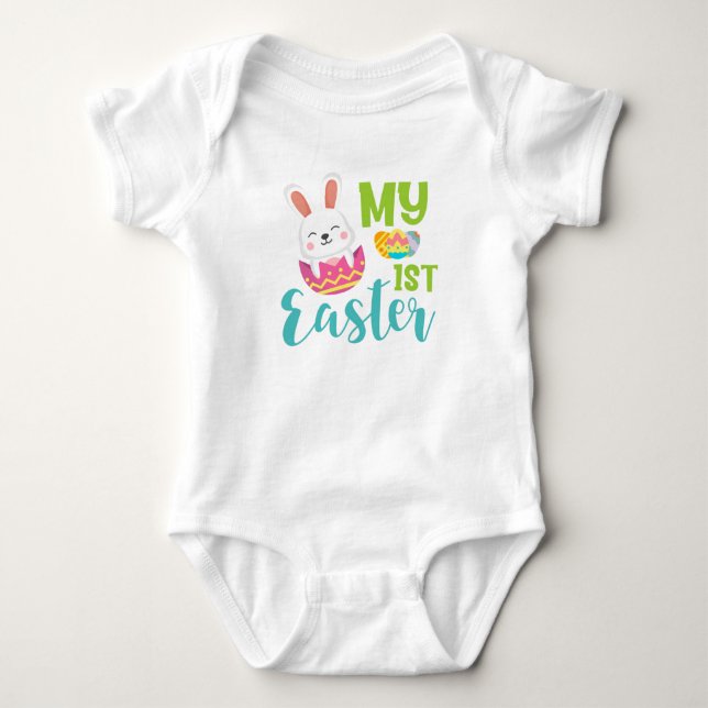 Body Para Bebê Meu Bodysuit de 1º Páscoa do Bebê (Frente)