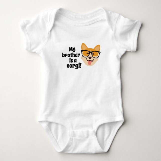 Body Para Bebê Meu Irmão É Um Corgi (Frente)