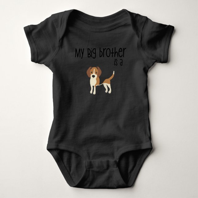 Body Para Bebê Meu irmão mais velho é um beagle, Chá de fraldas p (Frente)
