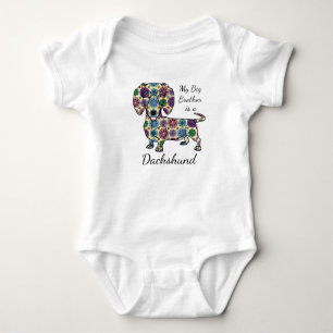 Body Para Bebê Meu irmão mais velho é um macacão-de-cheiro Dachsh