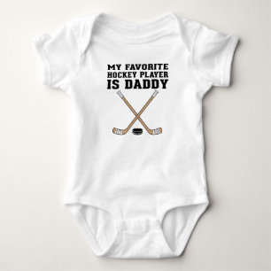 Body Para Bebê Meu jogador de hóquei favorito é Pai castanho