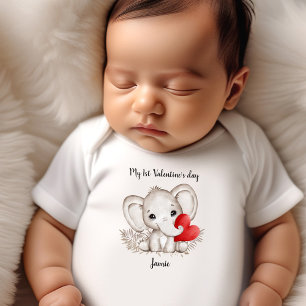 Body Para Bebê Meu nome personalizado de Dia de os namorados de 1