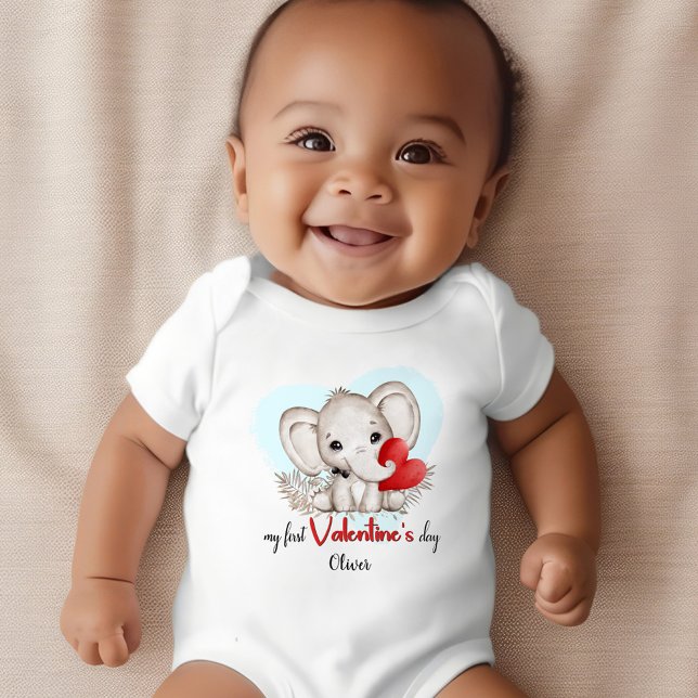 Body Para Bebê Meu Nome Personalizado do Primeiro Dia de os namor (My 1st Valentine's day Personalized Baby Bodysuit)