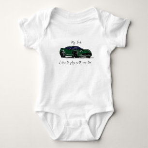 Body Para Bebê Meu Pai gosta de brincar com Corvettes C7 Green