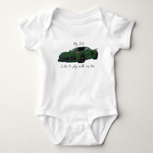 Body Para Bebê Meu Pai gosta de brincar com Corvettes C8 Verde Es