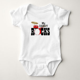 Body Para Bebê "Meu Pai Rocks!" com Conjunto de Tambores