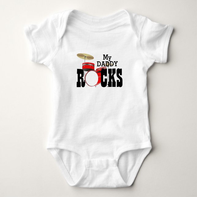 Body Para Bebê "Meu Pai Rocks!" com Conjunto de Tambores  (Frente)