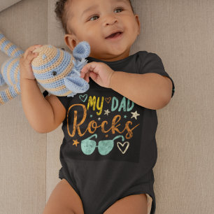 Body Para Bebê Meu Pai Rocks Vintage Retro Cute