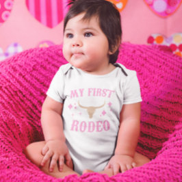 Body Para Bebê Meu Primeiro Aniversário da Garota Ocidental Rodeo