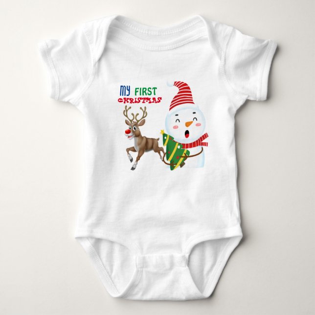Body Para Bebê Meu primeiro biquinho de Natal (Frente)