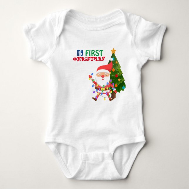 Body Para Bebê Meu primeiro biquinho de Natal (Frente)
