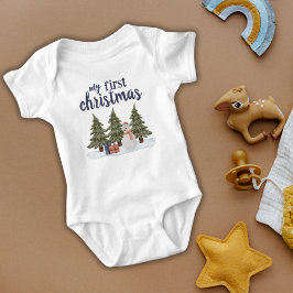 Body Para Bebê Meu Primeiro Boneco de Neve de Natal Floresta de I