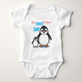 Body Para Bebê Meu Primeiro Dia dos Pais Bodysuit de Bebê Pinguim
