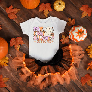 Body Para Bebê Meu Primeiro Fantasma de Abóbora Groovy no Hallowe