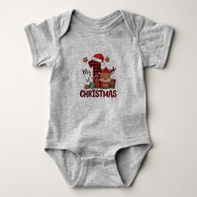 Body Para Bebê Meu Primeiro Fato De Bebê De Natal (Frente)