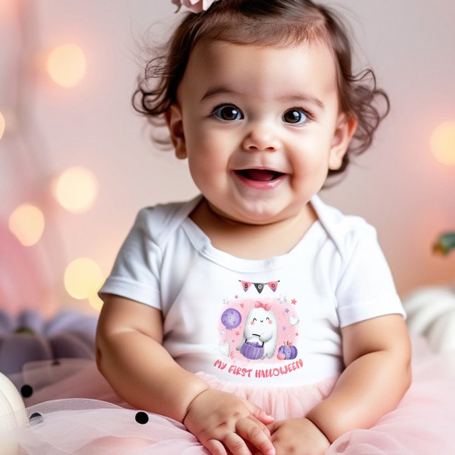 Body Para Bebê Meu primeiro Halloween bebê menina pequeno boo bod (My first Halloween baby girl little boo bodysuit)