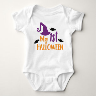 Body Para Bebê Meu Primeiro Halloween, Chapéu de Bruxas, Chapéu P