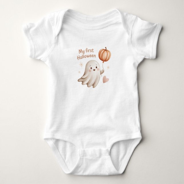 Body Para Bebê Meu Primeiro Halloween é Ghost Halloween (Frente)