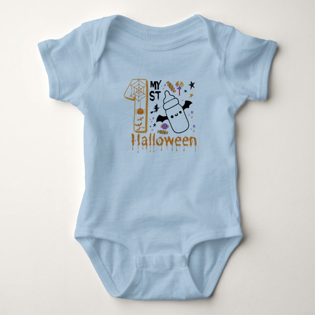 Body Para Bebê Meu primeiro Halloween fofo engraçado (Frente)