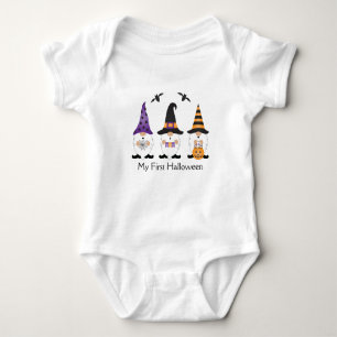 Body Para Bebê Meu Primeiro Halloween Gnomos Puro Laranja