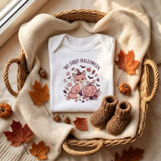 Body Para Bebê Meu primeiro Halloween rosa