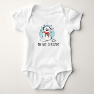 Body Para Bebê Meu Primeiro Homem de Neve de Natal