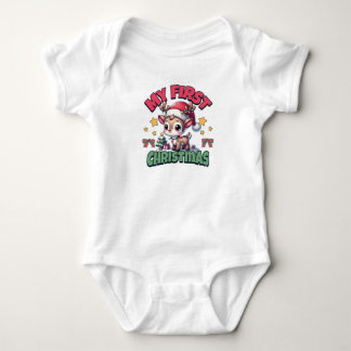 Body Para Bebê Meu Primeiro Natal - Adorável Design de Bebê Reind