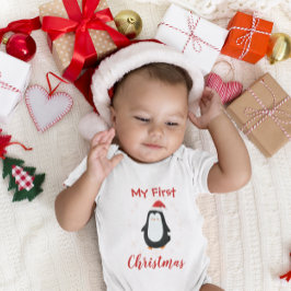 Body Para Bebê Meu Primeiro Natal Adorável Pinguim