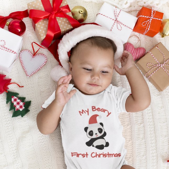 Body Para Bebê Meu Primeiro Natal Beary – Panda com Chapéu de Pap (Criador carregado)