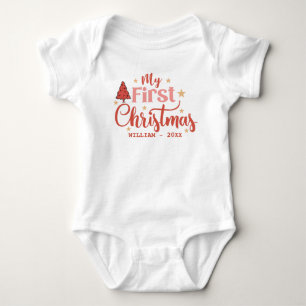 Body Para Bebê Meu primeiro Natal Bebê 1º Natal nome personalizad