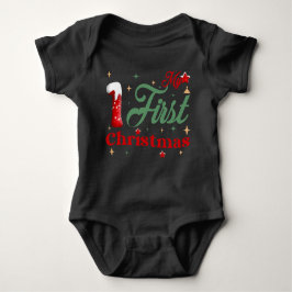 Body Para Bebê Meu Primeiro Natal Black Baby Jersey