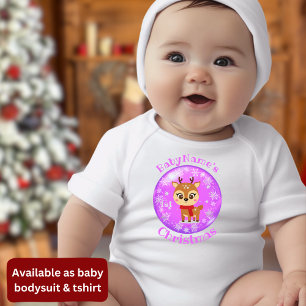Body Para Bebê Meu Primeiro Natal com o nome de roxo bonitinho