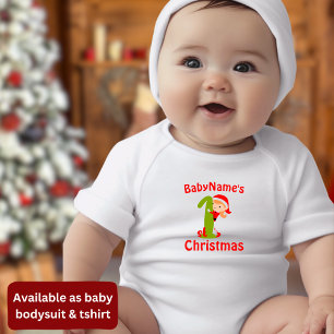 Body Para Bebê Meu Primeiro Natal com o nome Santi One